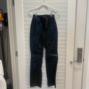 ALEXANDER WANG Black Shiny High-Waisted Pants